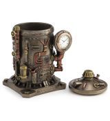 Steampunk stroj s hodinami doza 17cm