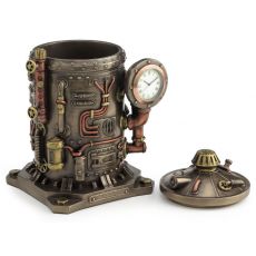 Steampunk stroj s hodinami doza 17cm